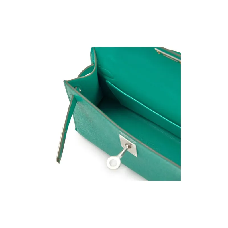 HERMES Mini Kelly Epsom Leather Kelly Bag Handbag Shoulder Bag Crossbody Bag Mini Women's Emperor Green/Heaven Blue-6
