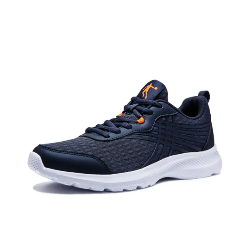 QIAODAN Cushioned Slip Resistant Abrasion Resistant Breathable Low Top Casual Running Shoes Men's Blue Orange-2