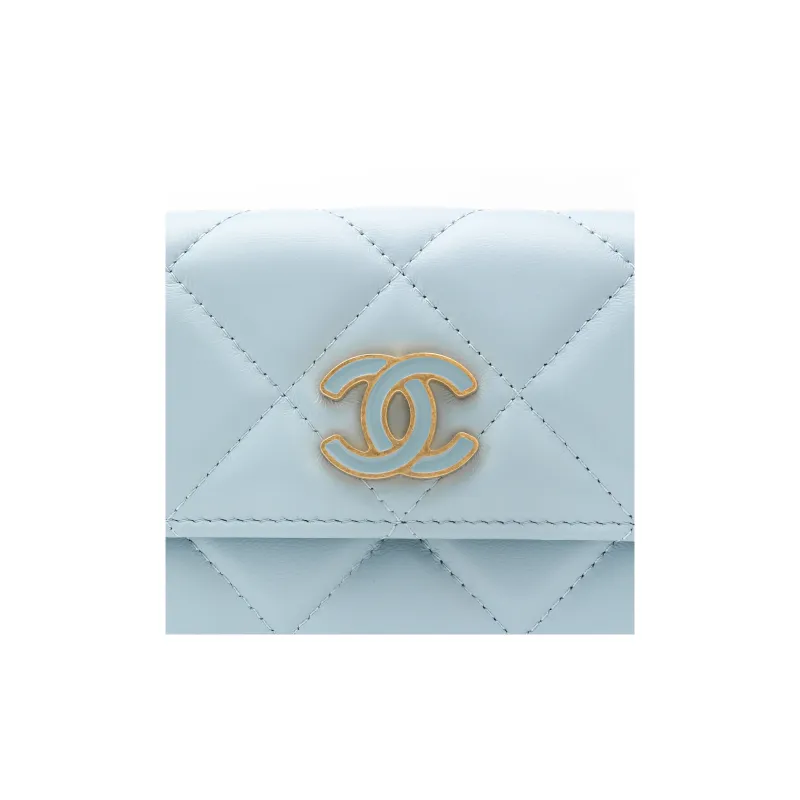 CHANEL Lambskin Fanny Pack, Shoulder Bag, Crossbody Bag Mini Women's Lake Blue-4