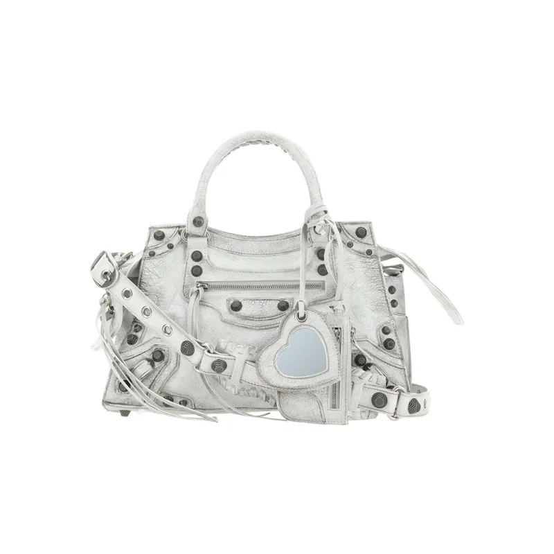 Balenciaga Fine-Grained Sheepskin Handbag Shoulder Bag Small Size Women's White-1
