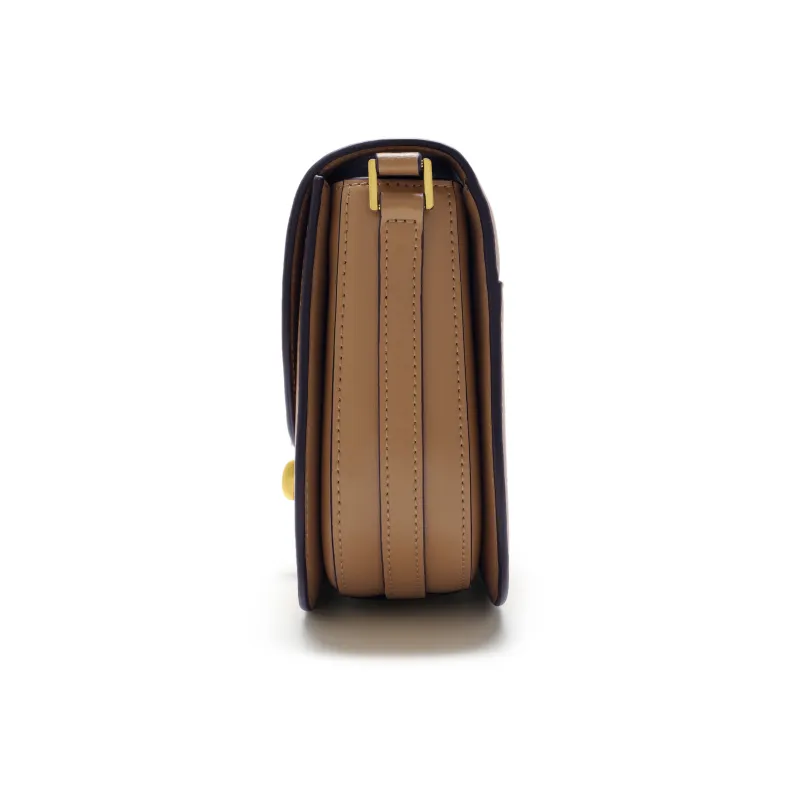 DILAKS Cow Leather Saddle Bag Small Square Bag Shoulder Bag Small Size Women's Macchiato Brown-3