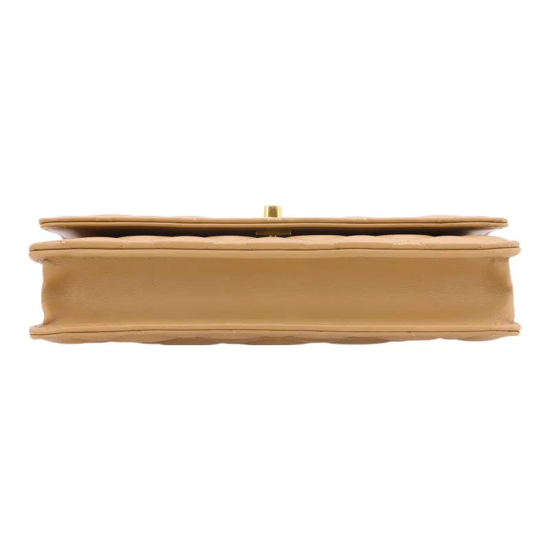 CHANEL WOC Smooth Lambskin Shoulder Bag, Crossbody Bag Trumpets Women's Beige-3