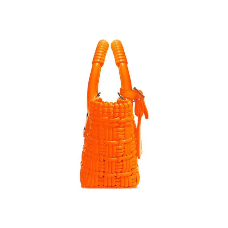 Balenciaga BISTRO Artificial Leather Basket Bag Handbag Shoulder Bag Crossbody Bag Extra Small Women's Orange-3