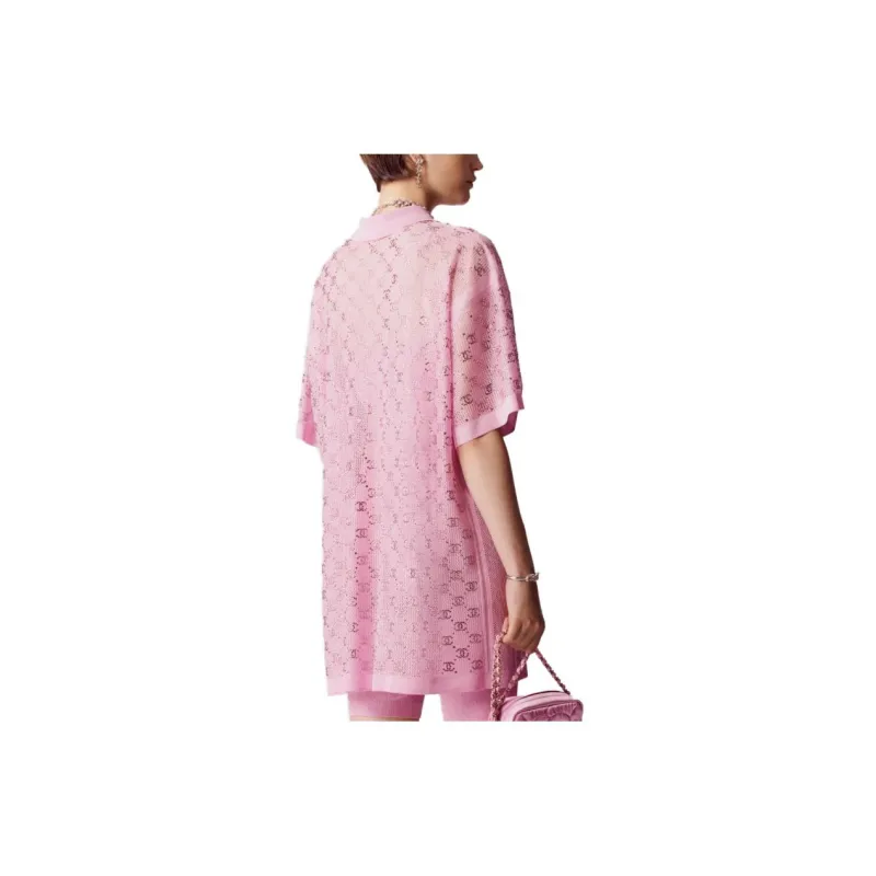 CHANEL Short-Sleeved Dresses Women's Light Pink Red-2