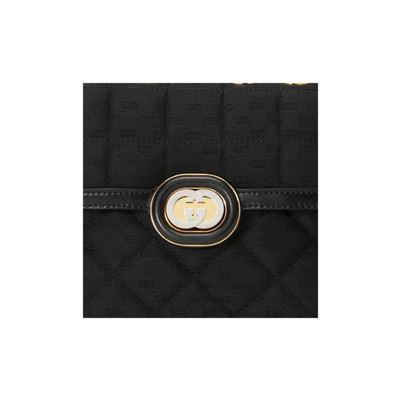 GUCCI Canvas With Leather Trim Canvas Bag, Portable Crossbody Bag, Shoulder Bag Women's Black-8