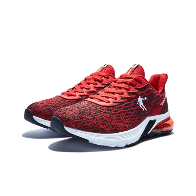QIAODAN Anti Slip Wear Resistant Low Top Running Shoes Men's Black Red-2