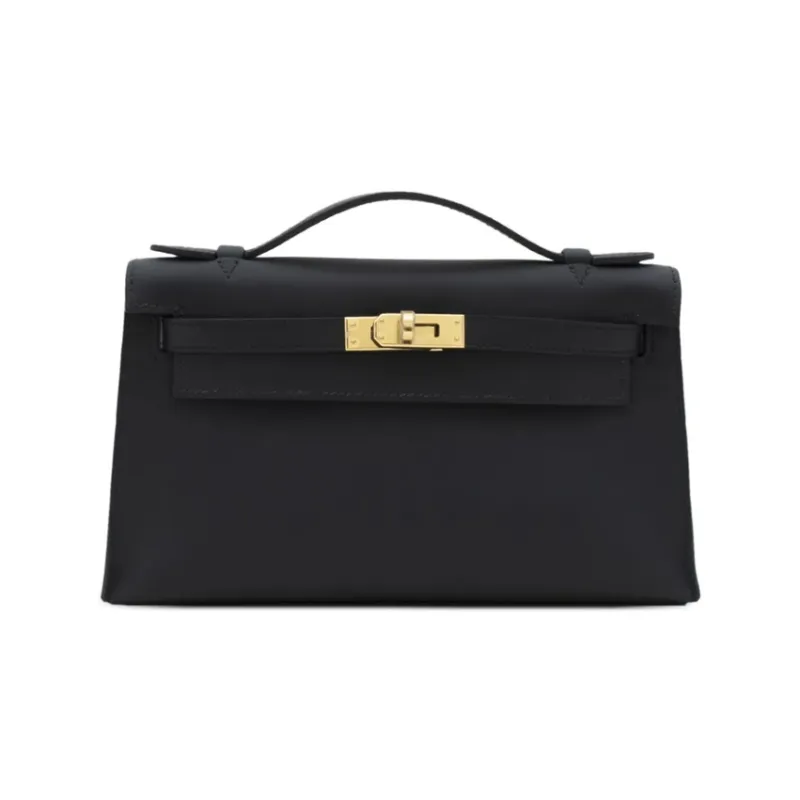 HERMES Mini Kelly Generation 1 Swift Leather Kelly Shoulder Bag Crossbody Bag Handbag Women's Noir Black-0