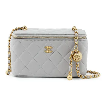 CHANEL Little Golden Ball Sheepskin Box Bag Handheld Shoulder Bag Crossbody Bag Women's Gray