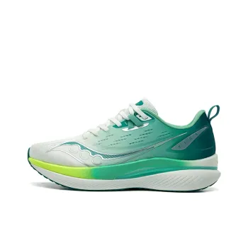 Saucony Cushioning Anti Slip And Wear Resistant Support Lightweight Low Top Sprint Running Shoes Unisex White Green
