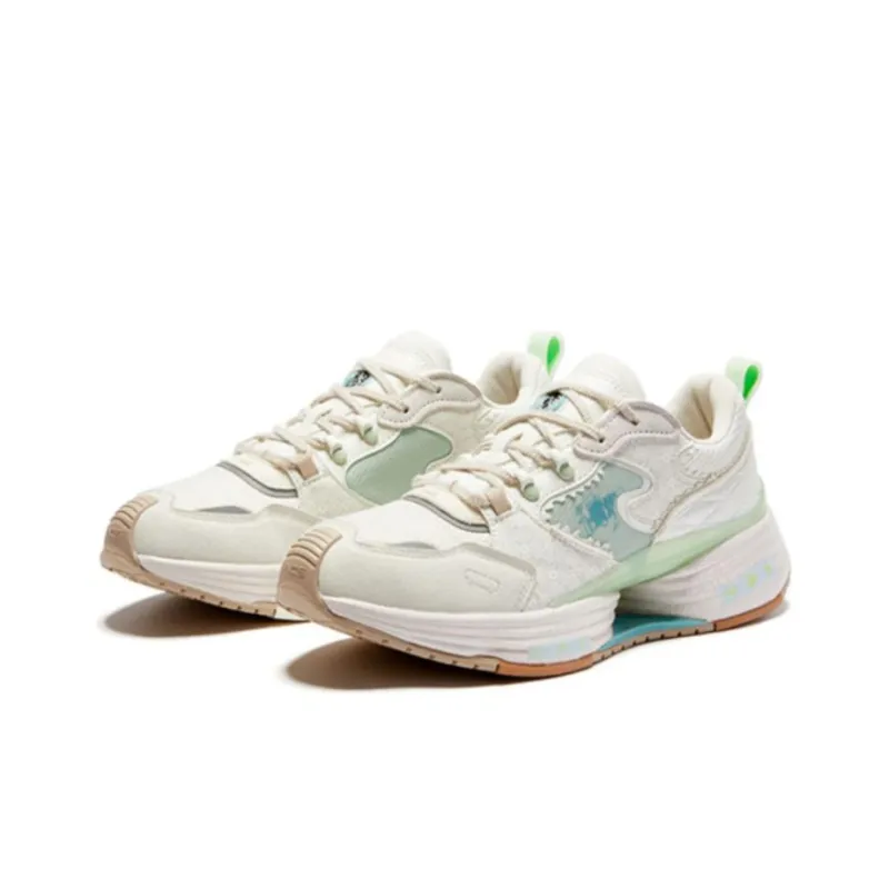 SHANXILISHIBOWUGUAN x QIAODAN Shaanbo Anti Slip Wear Resistant Low Top Running Shoes Women's White Green-2