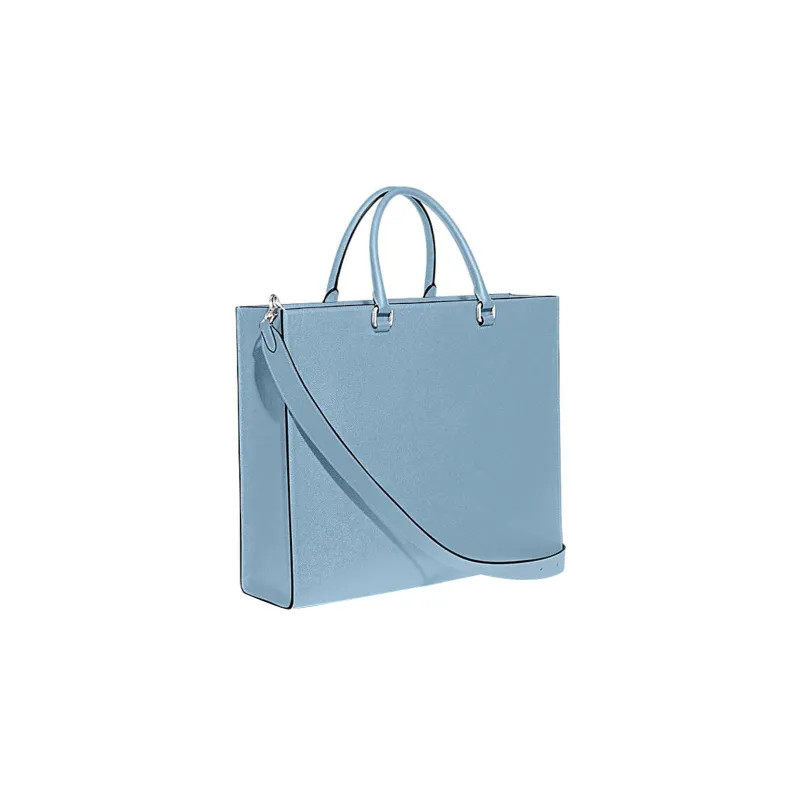 COACH Canvas With Leather Tote Bag, Shopping Bag, Crossbody Bag, Shoulder Bag, Handbag Tubas Women's Light Blue-1