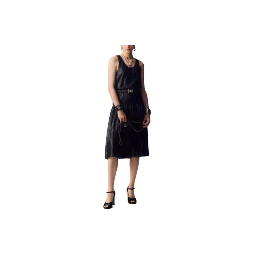 CHANEL Sleeveless Dresses Women's Black