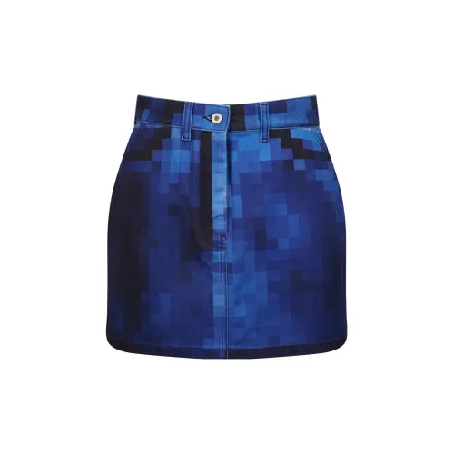 LOEWE Pixel Collection Denim Short Skirts Women's Blue