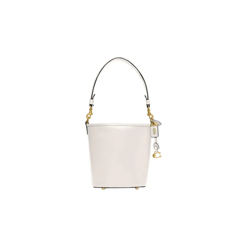 COACH Cow Leather Bucket Bag Handbag Shoulder Bag Crossbody Bag Mini Women's White-0