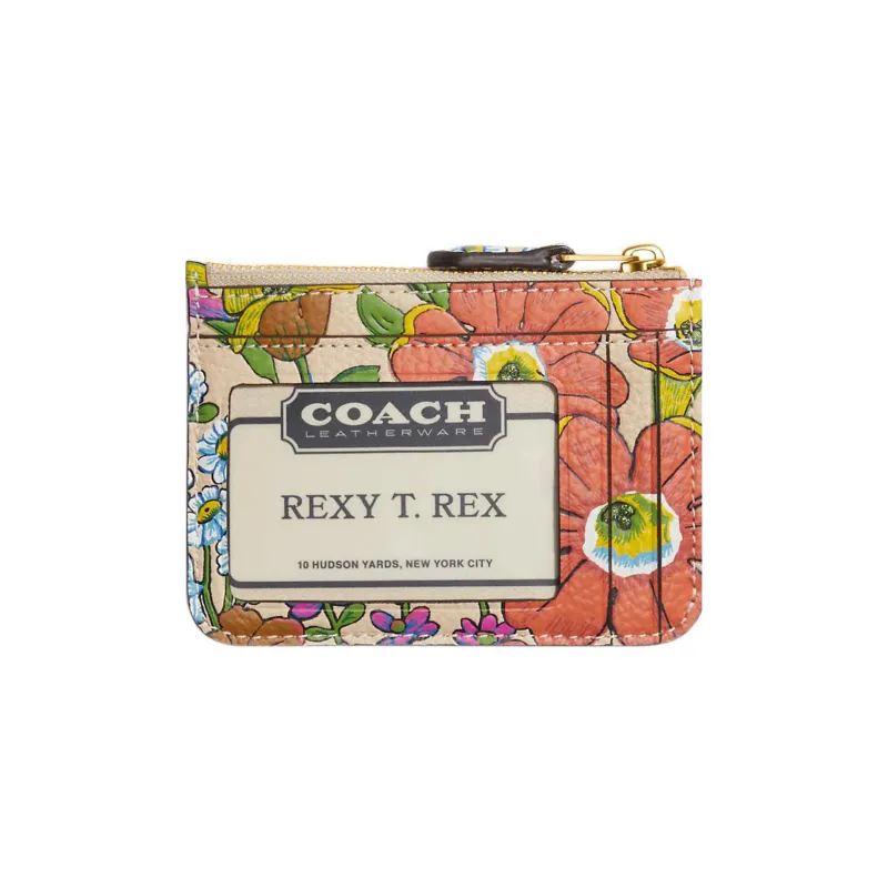 COACH Mini Id Skinny Polished Pebbled Leather Coin Purse Card Holder Wallet Women's Multicolor-1