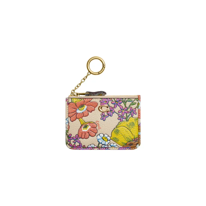 COACH Mini Id Skinny Polished Pebbled Leather Coin Purse Card Holder Wallet Women's Multicolor-0