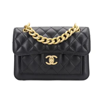 CHANEL Small Lambskin Messenger Black/Glod