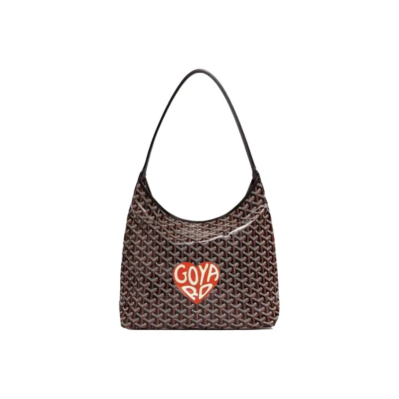 GOYARD Bohème Hobo Canvas With Leather Hobo Bag Shoulder Bag Shoulder Bag Women's Black/Red Large Heart Edition-0