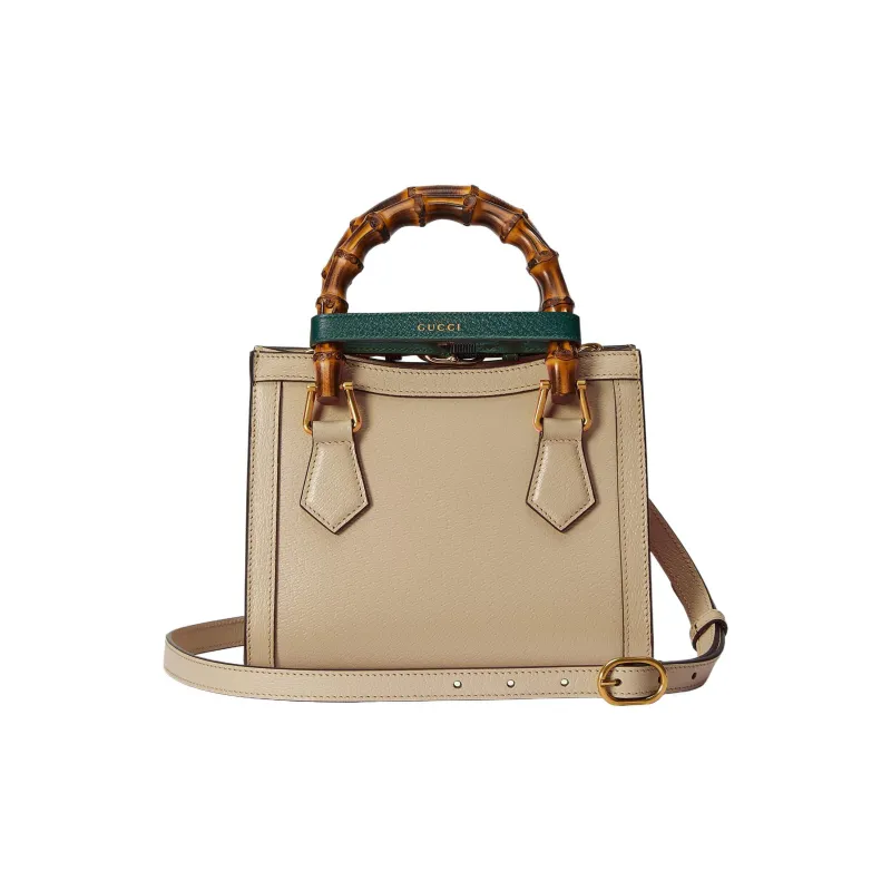 GUCCI Diana Leather Tote Bag Shopping Bag Shoulder Bag Handbag Mini Women's Beige-9
