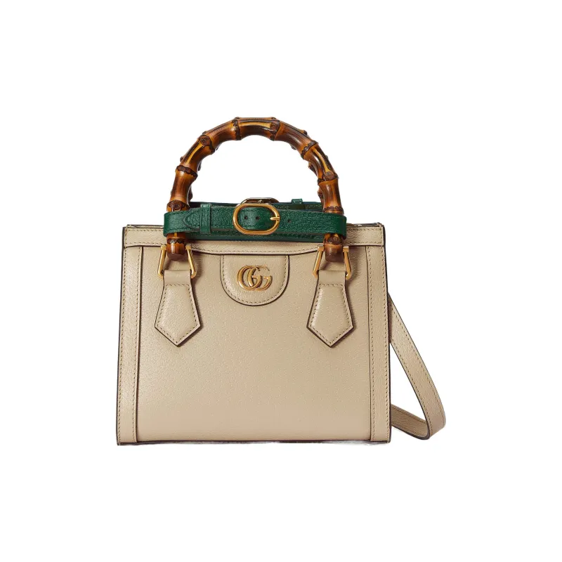 GUCCI Diana Leather Tote Bag Shopping Bag Shoulder Bag Handbag Mini Women's Beige-2