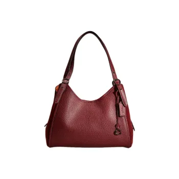COACH Lori Pebbled Leather Shoulder Bag Women's Wine Color