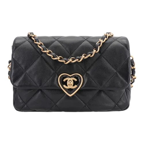 CHANEL Sheepskin Mouth Cover Bag Chain Bag Shoulder Bag Crossbody Bag Medium Size Women's Black
