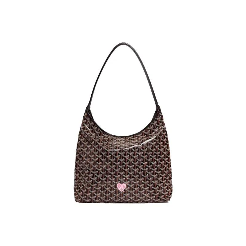 GOYARD Bohème Hobo Canvas With Leather Hobo Bag Shoulder Bag Shoulder Bag Women's Black/Pink Small Heart Edition-0