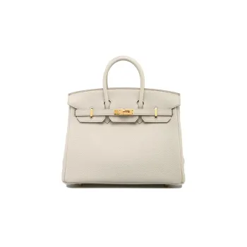 HERMES Birkin TOGO Leather Cow Leather Birkin Bag Handbags Women's 8L Beton Glacier White