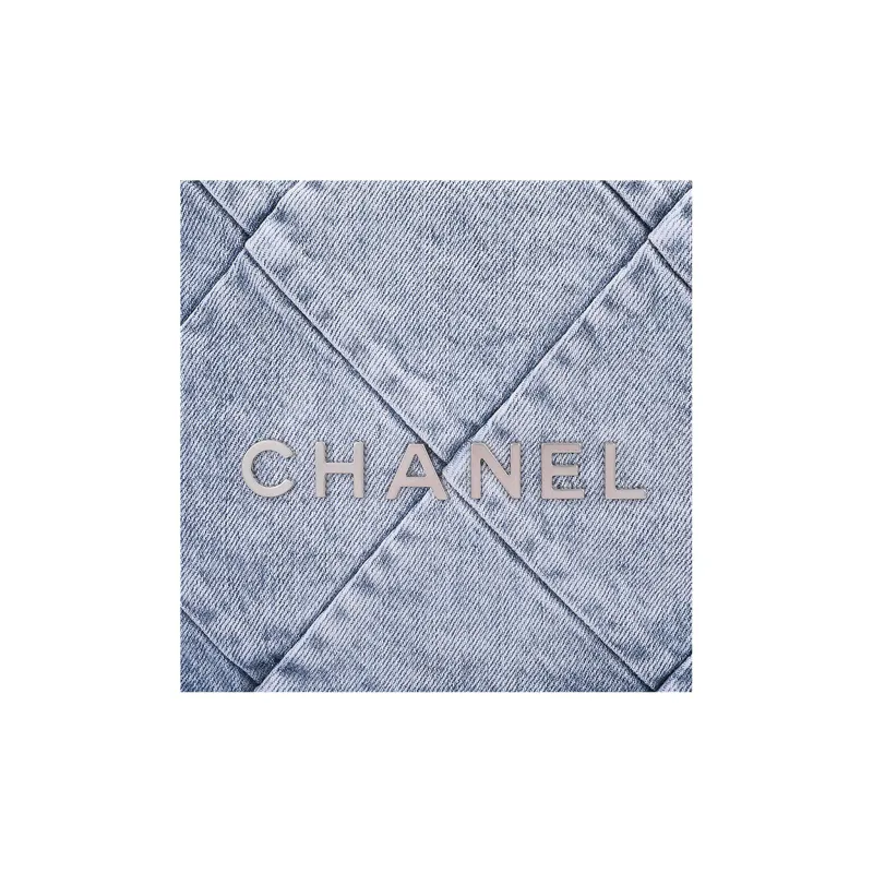 CHANEL 22Bag Distressed Denim Trash Bag Handbag Shoulder Bag Women's Washed Denim Blue-6