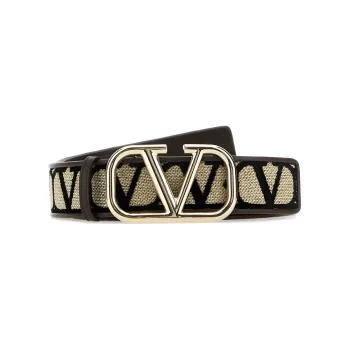 Valentino VLogo Plaque Monogram Buckled Belt