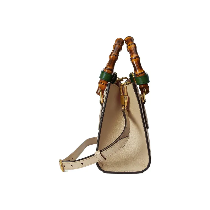 GUCCI Diana Leather Tote Bag Shopping Bag Shoulder Bag Handbag Mini Women's Beige-5
