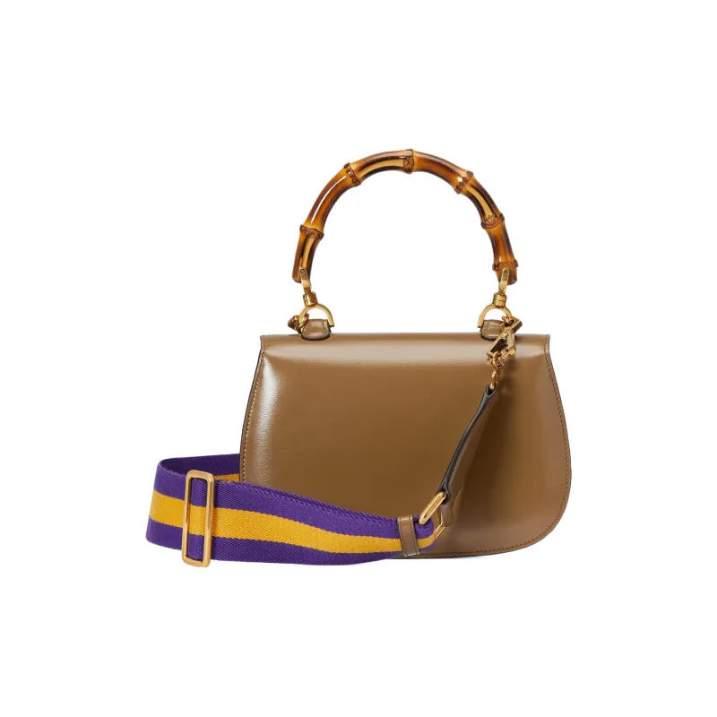 GUCCI Bamboo 1947 Leather Shoulder Bag Crossbody Bag Handbag Small Size Women's Brown-8
