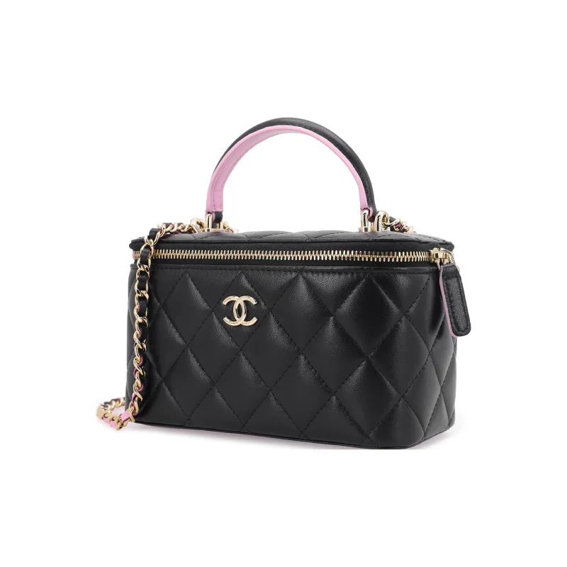 CHANEL Sheepskin Makeup Bag, Handbag, Shoulder Bag, Crossbody Bag Regular Women's Black-1