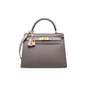 HERMES Kelly Epsom Leather Kelly Bag, One Shoulder Handbag Regular Women's 8F Gris Etain Tin Gray