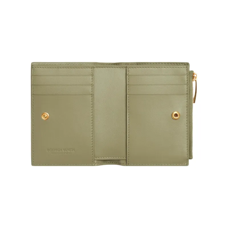 Bottega Veneta CASSETTE Sheepskin Wallet Trumpets Women's Cave Stone Green-2