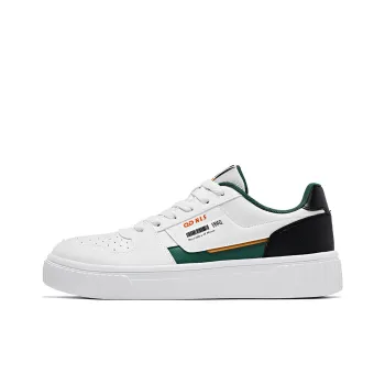 QIAODAN Slip Resistant Shock Absorbers With Abrasion Resistant Properties Low Top Skateboard Shoes Men's White Green