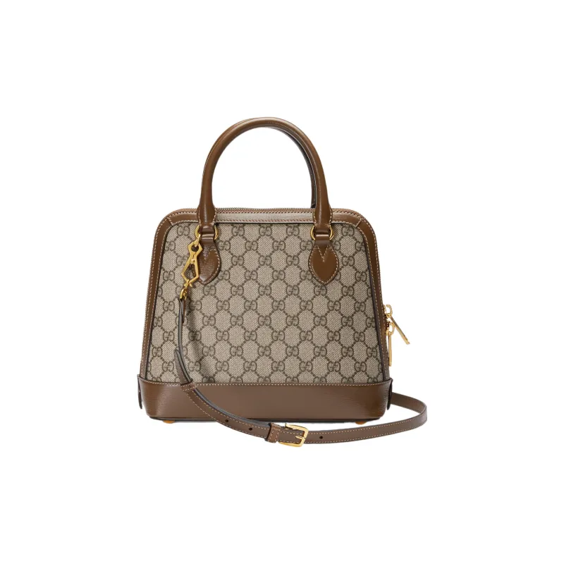 GUCCI Horsebit 1955 Canvas Dome Bag, Shoulder Bag, Crossbody Bag, Handbag Small Size Women's Ebony/Brown-2