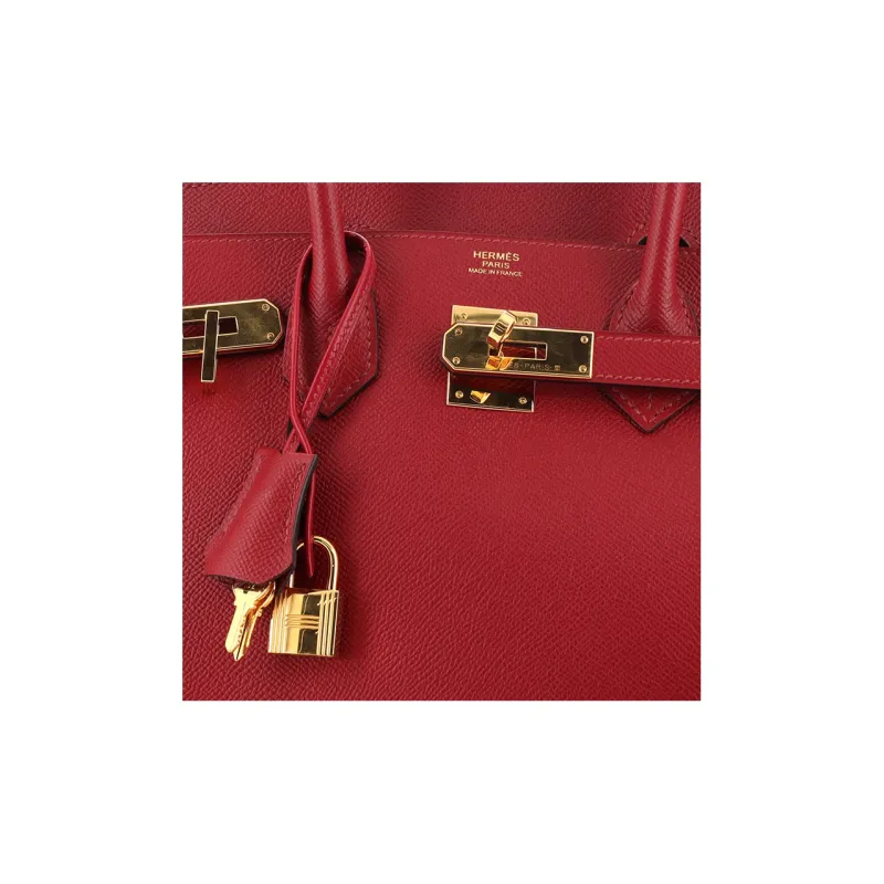HERMES Epsom Leather Birkin Bag Handbags 30 Women's K1 Rouge Grenade Garnet Red-4