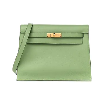 HERMES Cow Leather One Shoulder Crossbody Clutches Regular Women's Avocado Green