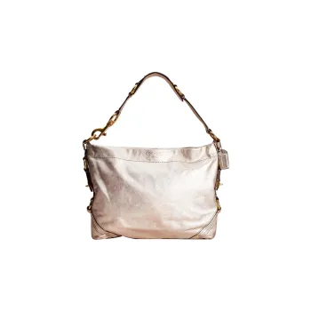 COACH Carly Metal Leather Tote Bag Shopping Bag Hobo Bag Handbag Shoulder Bag Women's Platinum