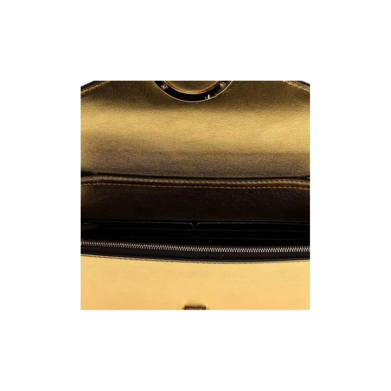 FENDI Leather Shoulder Bag Crossbody Bag Women's Gold-4