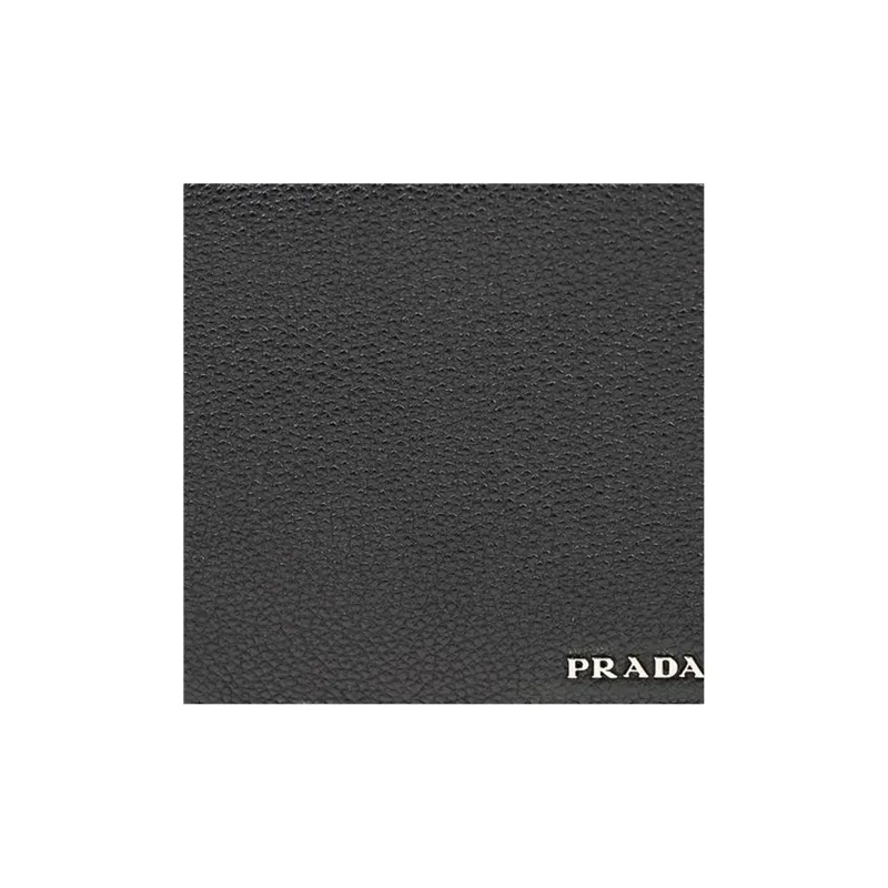 PRADA Sheepskin Foldable 2-Fold Cropped Wallet Men's Black-4