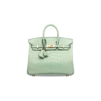 HERMES Birkin Short-Snouted Crocodile Leather Birkin Bag Handbags Women's 6U Aqua Green