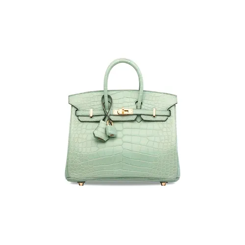 HERMES Birkin Short-Snouted Crocodile Leather Birkin Bag Handbags Women's 6U Aqua Green