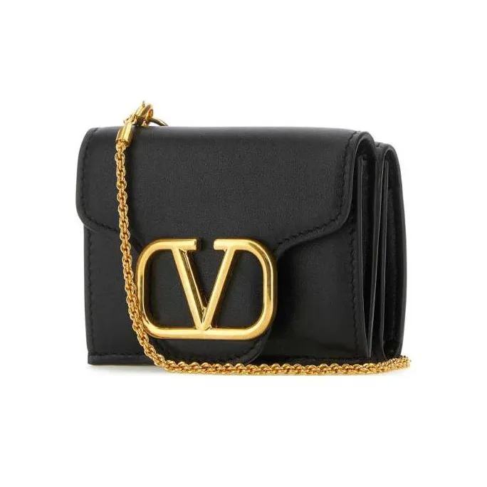 Valentino Leather Shoulder Bag Crossbody Bag Wallet Regular Women's Black-1