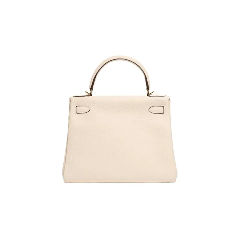 HERMES Kelly Togo Calfskin Kelly Bag Handbag Regular Women's Cream White-2