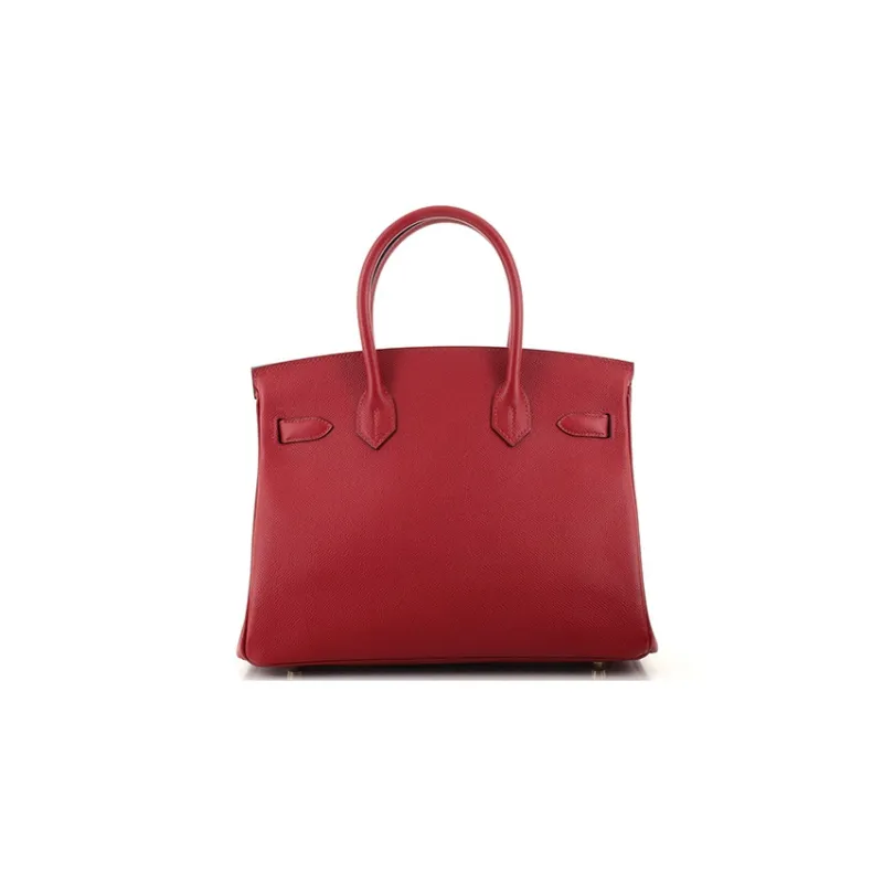 HERMES Epsom Leather Birkin Bag Handbags 30 Women's K1 Rouge Grenade Garnet Red-2