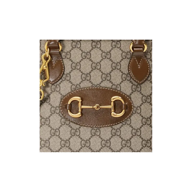 GUCCI Horsebit 1955 Canvas Dome Bag, Shoulder Bag, Crossbody Bag, Handbag Small Size Women's Ebony/Brown-6