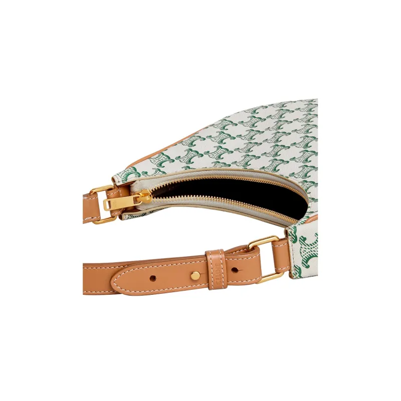 CELINE Canvas With Calfskin Trim Shoulder Bag Handbag Shoulder Bag Women's Green/White-4