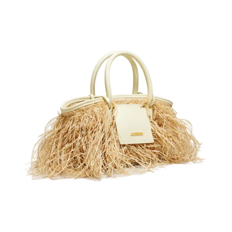 Jacquemus Raffia Shoulder Bag, Crossbody Bag, Handbag Regular Women's Light Yellow-2